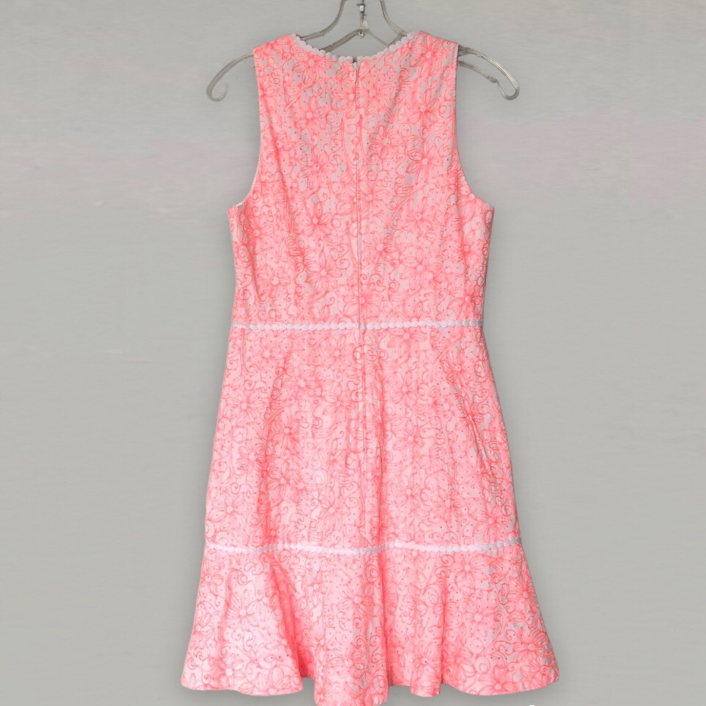 Lilly Pulitzer Ellen Embroidered Flounce Dress In Cantaloupe Size 4 NWOT - Picture 2 of 9